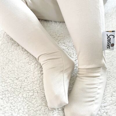 Cremefarbene Soxsies-Leggings mit integrierten herausnehmbaren Socken