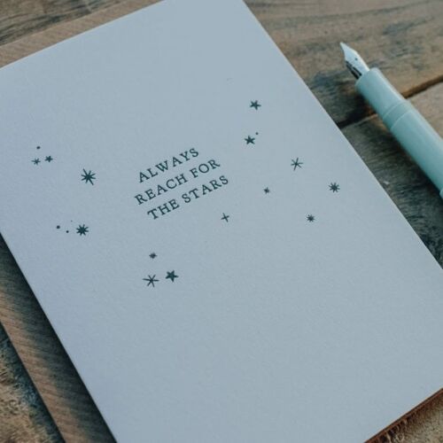 Always Reach For The Stars Greeting Card, Letterpress Card, Greeting Card, Minimalist Design Card