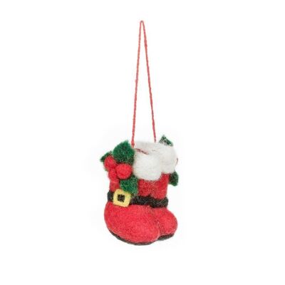 Handmade Felt Santa's Boots Hanging Christmas Tree Decoration