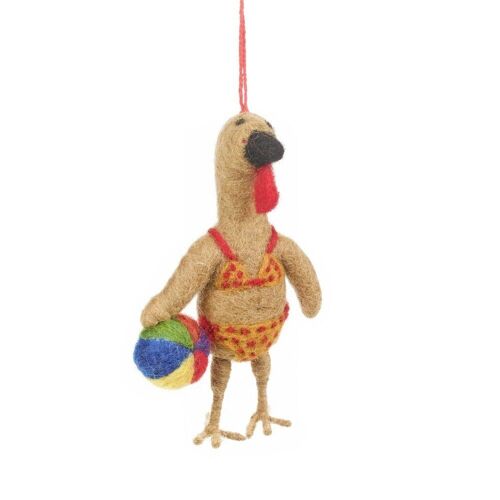 Handmade Felt Tropical Turkey Quirky Hanging Decoration