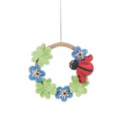 Handmade Felt Ladybird Mini Wreath Hanging Decoration