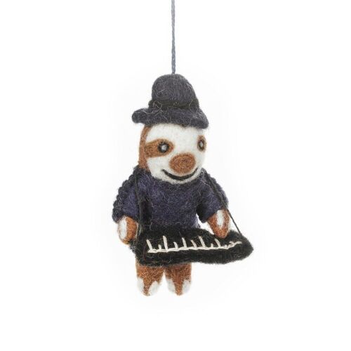 Handmade Felt Soulful Sloth Musical Piano Hanging Decoration