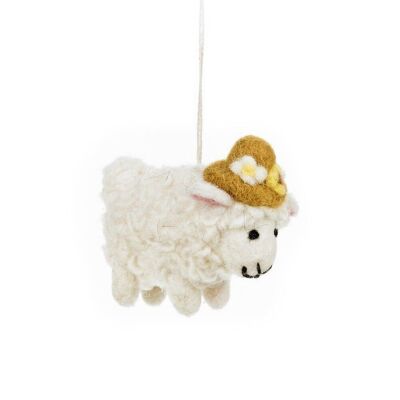 Décoration d'agneau de Pâques suspendue Gloria le mouton en feutre fait à la main