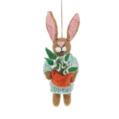 Feltro fatto a mano Benjamin the Bunny Hanging Houseplant Decoration