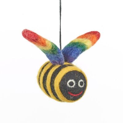 Fieltro hecho a mano Rainbow Bumblebee que cuelga la decoración del orgullo LGBT