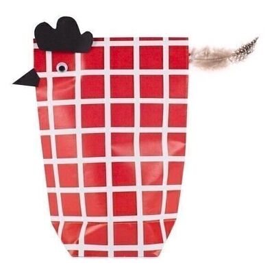 Bag of chicken red checked 14x19 cm PU 24
