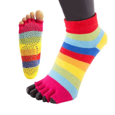 Calcetines con puntera de algodón con suela antideslizante TOETOE® Yoga & Pilates - Rainbow