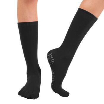 TOETOE® - Chaussettes mi-mollet en coton à semelle antidérapante pour yoga et pilates 3