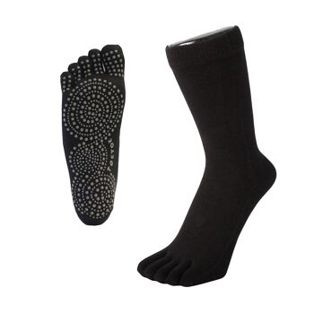 TOETOE® - Chaussettes mi-mollet en coton à semelle antidérapante pour yoga et pilates 5