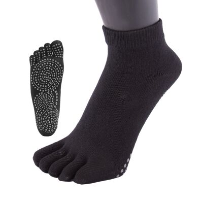 Chaussettes TOETOE® Yoga & Pilates à semelle antidérapante en coton - Noir