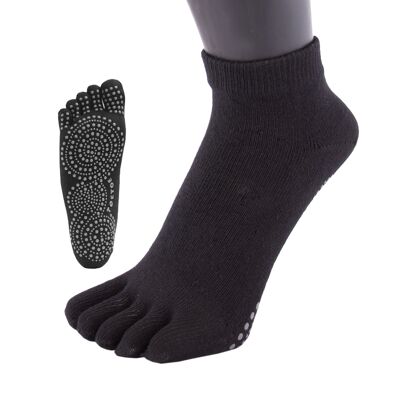 TOETOE® Yoga & Pilates Anti-Slip Sole Trainer Cotton Toe Socks - Black