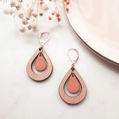 Boucles d'oreilles en bois AMANDE Melon