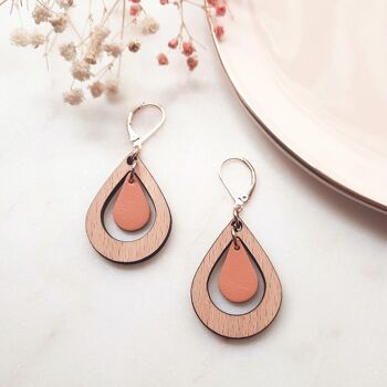 Boucles d'oreilles en bois AMANDE Melon 1