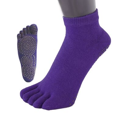 Chaussettes TOETOE® Yoga & Pilates à semelle antidérapante pour entraîneurs en coton - Violet