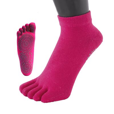 Calcetines con puntera de algodón con suela antideslizante TOETOE® Yoga & Pilates - Fucsia