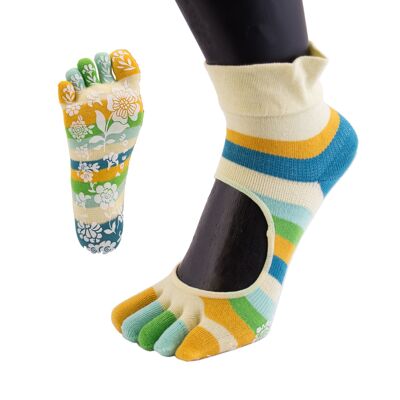 TOETOE® Yoga & Pilates Anti-Slip Sole Serene Ankle Cotton Toe Socks - Yellow