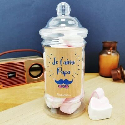 Bonbonnière Papa - 15 cœurs guimauve - "Je t'aime papa"