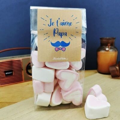 Large marshmallow heart bag x 15 - "I love you Dad"