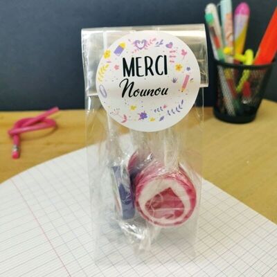 Sachet sucette rock x5 - "Merci nounou"