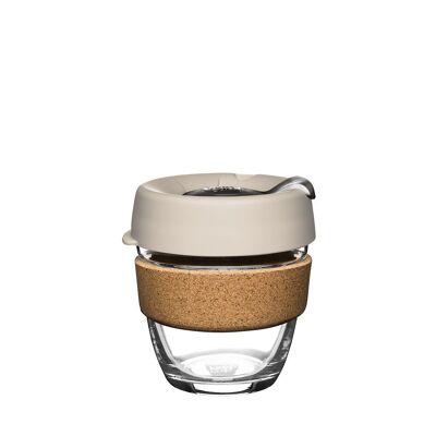 Taza de café de vidrio templado reutilizable con banda de corcho | Keepcup Brew corcho | Pequeño - 8oz/227ml