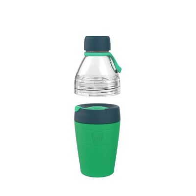 Kit mixte hélice| Tasse à bouteille réutilisable mixte en acier inoxydable et plastique à double ouverture | Moyen | Tasse 12oz/340ml - Bouteille 18oz/530ml