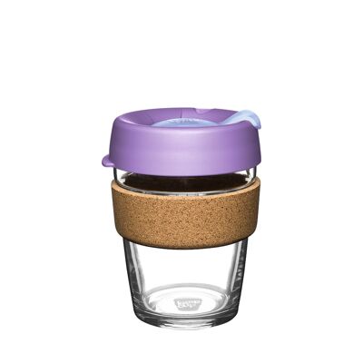 Reusable Tempered Glass Coffee Cup with Cork Band | Medium - 12oz/340ml