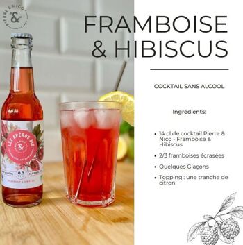 Cocktail pétillant sans alcool- Framboise et Hibiscus - 0% vol - 27,5 cl - Les Apéros Bio 5