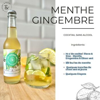 Cocktail pétillant sans alcool - Menthe gingembre et citron vert - 0% vol - 27,5 cl - les Apéros Bio 1