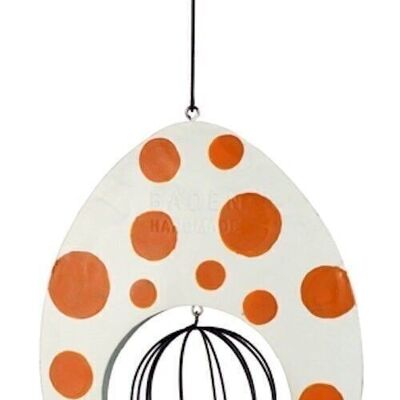 Pendentif oeuf à pois orange 15 cm UE 6