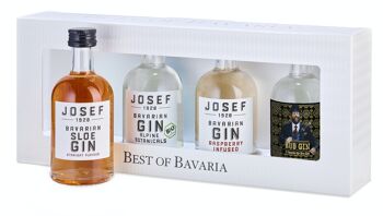 Best of Bavaria - JOSEF Gin's "rempli de JOSEF Gin Alpine Botanicals BIO, JOSEF Gin Framboise, JOSEF SLOE Gin, Bud Spencer Gin BIO"