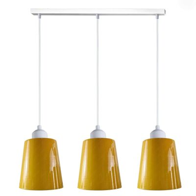 Industrial Modern Retro 3 Way Rectangle Bell shape Yellow Pendant Light E27 UK holder~3960