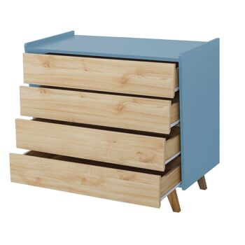 Commode 4 tiroirs rangement de chambre modèle NATURE BLEU par Thinia Home 2