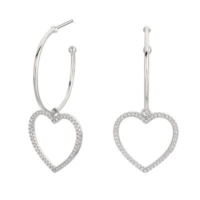 Silver Heart Hoop Earrings