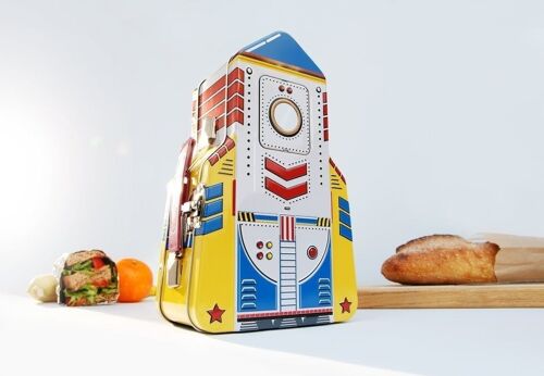 Rocket Lunch Box Red, Blue & Yellow