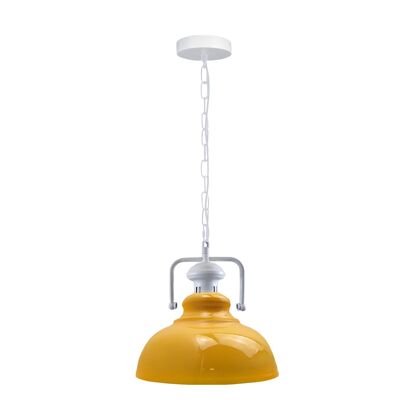 Lampada a sospensione industriale vintage retrò per interni in metallo giallo lampada a sospensione E27 UK ~ 3833