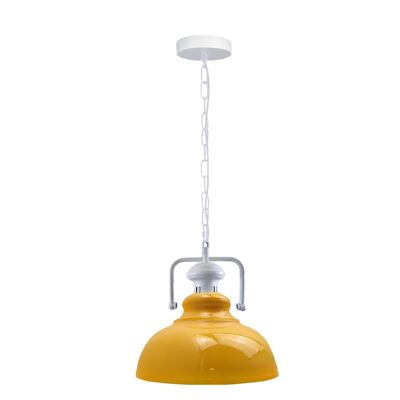 Vintage industriel rétro intérieur suspendu plafond métal jaune suspension E27 support britannique ~ 3833