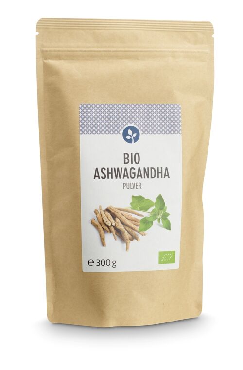 Ashwagandha Pulver, bio 300g | Indische Schlafbeere | VEGAN | Beutel mit Zipp-Verschluß