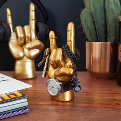 Gold Rock On Headphone Stand