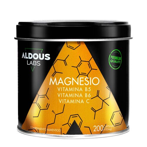 Magnesio con Vitamina C, B5 y B6 Aldous Labs | 200 Cápsulas