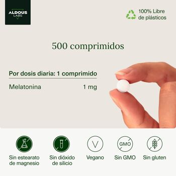 Mélatonine pure 1 mg Aldous Labs | 500 comprimés 3