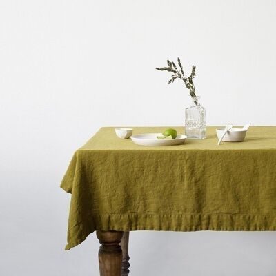 Nappe en lin vert mousse