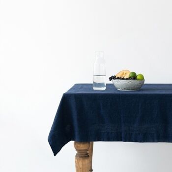 Nappe en lin bleu marine 3