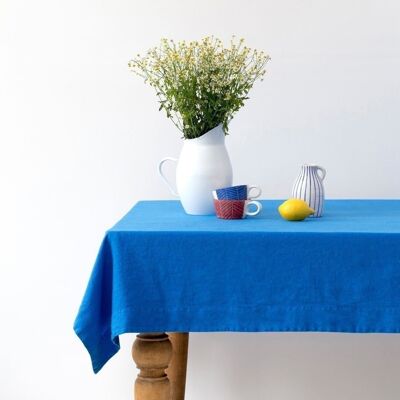 Tischdecke aus französischem blauem Leinen