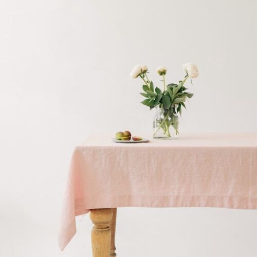 Misty Rose Linen Tablecloth