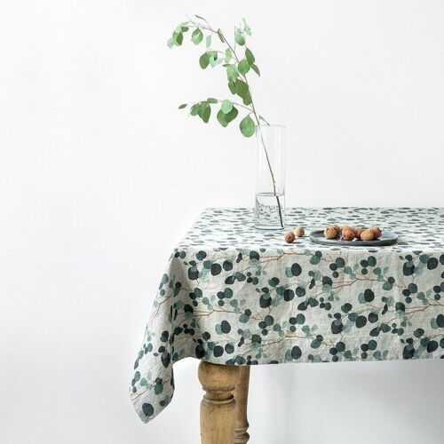 Eucalyptus on Natural Linen Tablecloth