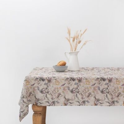 Meadow on Natural Linen Tablecloth