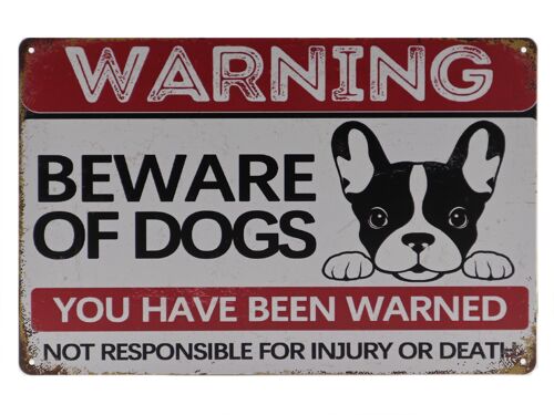 Beware of dogs metalen bord 20x30cm