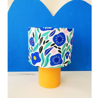 Yellow Cylinder Lamp & cornflower Lampshape