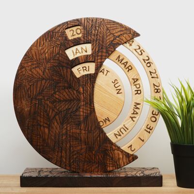 Calendario de escritorio de madera