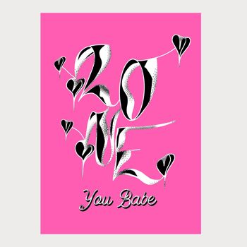 “LOVE YOU BABE” PINK - LOVE / Valentine's / Engagement / Wedding greeting card 2